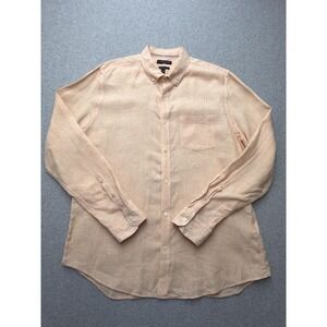 Banana Republic Shirt Mens XL Orange 100% Linen Camden Fit Button Down Casual